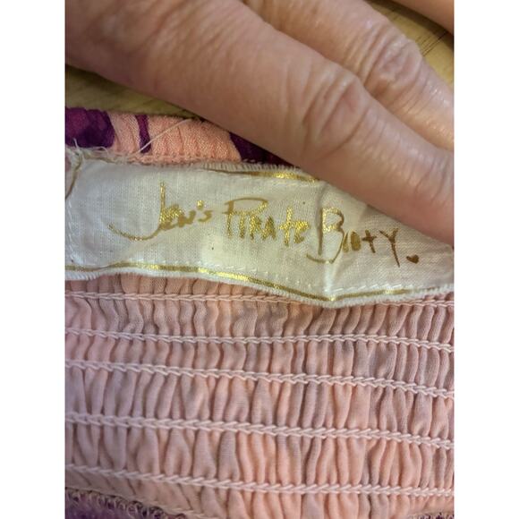 Jen's Pirate Booty Top M Boho Smocked Cami Peplum Floral Gypsy Festival Designer - Picture 4 of 14